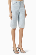 Maje Rhinestone Bermuda Shorts in Denim