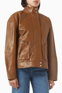 Reformation Veda Harrison Oversized Bomber Jacket in Leather
