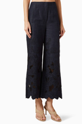 Veronica Beard Osborne Wide-Leg Pant in Cotton Chambray