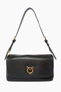 PINKO Click Soft Baguette Crossbody Bag in Leather