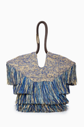 Zimmermann Medium Goldentime Fringe Tote Bag in Raffia
