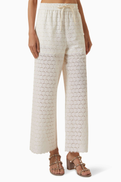 Valentino Garavani Fleurs A Jour Micro Pants in Cotton