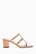 Valentino Garavani Rockstud 60 Slide Sandals in Laminated Leather