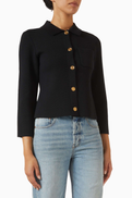 SAINT LAURENT Polo Cardigan in Virgin Wool