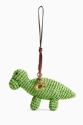 Coach Dino Bag Charm in Woven Straw