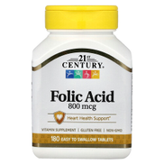 21st Century Folic Acid 800 mcg 180 Easy to Swallow Tablets