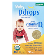 Ddrops Baby Organic Liquid Vitamin D3 10 mcg 400 IU 90 Drops 0.08 fl oz 2.5 ml