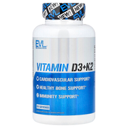 EVLution Nutrition، فيتامين D3 + K2 ، 60 كبسولة