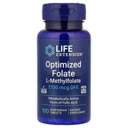 Life Extension L-Methylfolate Optimized Folate - 100 Vegetarian Tablets