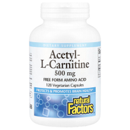 Natural Factors Acetyl-L-Carnitine 500 mg 120 Vegetarian Capsules