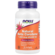 Now Foods، Natural Beta Carotene ، 25000 وحدة دولية ، 90 كبسولة هلامية