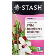 Stash Tea Herbal Tea Wild Raspberry Hibiscus Caffeine-Free 20 Tea Bags 1.3 oz 38 g
