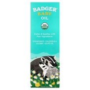 Badger Company، زيت أطفال مهدئ ، بابونج و آذريون مع زيت الزيتون وزيت الجوجوبا ، 4 أونصة سائلة 118 مل
