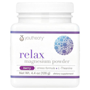 Youtheory، Relax ، مسحوق المغنيسيوم ، تركيبة الإجهاد + L- الثيانين ، التوت ، 4.4 أوقية 126 جم