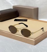 Bvlgari Round Sunglasses Gold Frame Brown Mirror Lenses